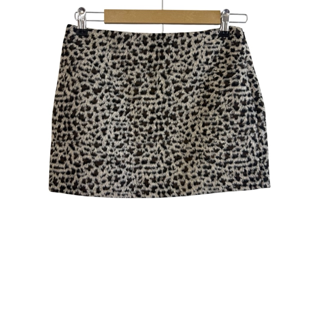 Zara Size XS Leopard Print Soft Fuzzy Mini Skirt Y2K Party Club Mobwife Festival